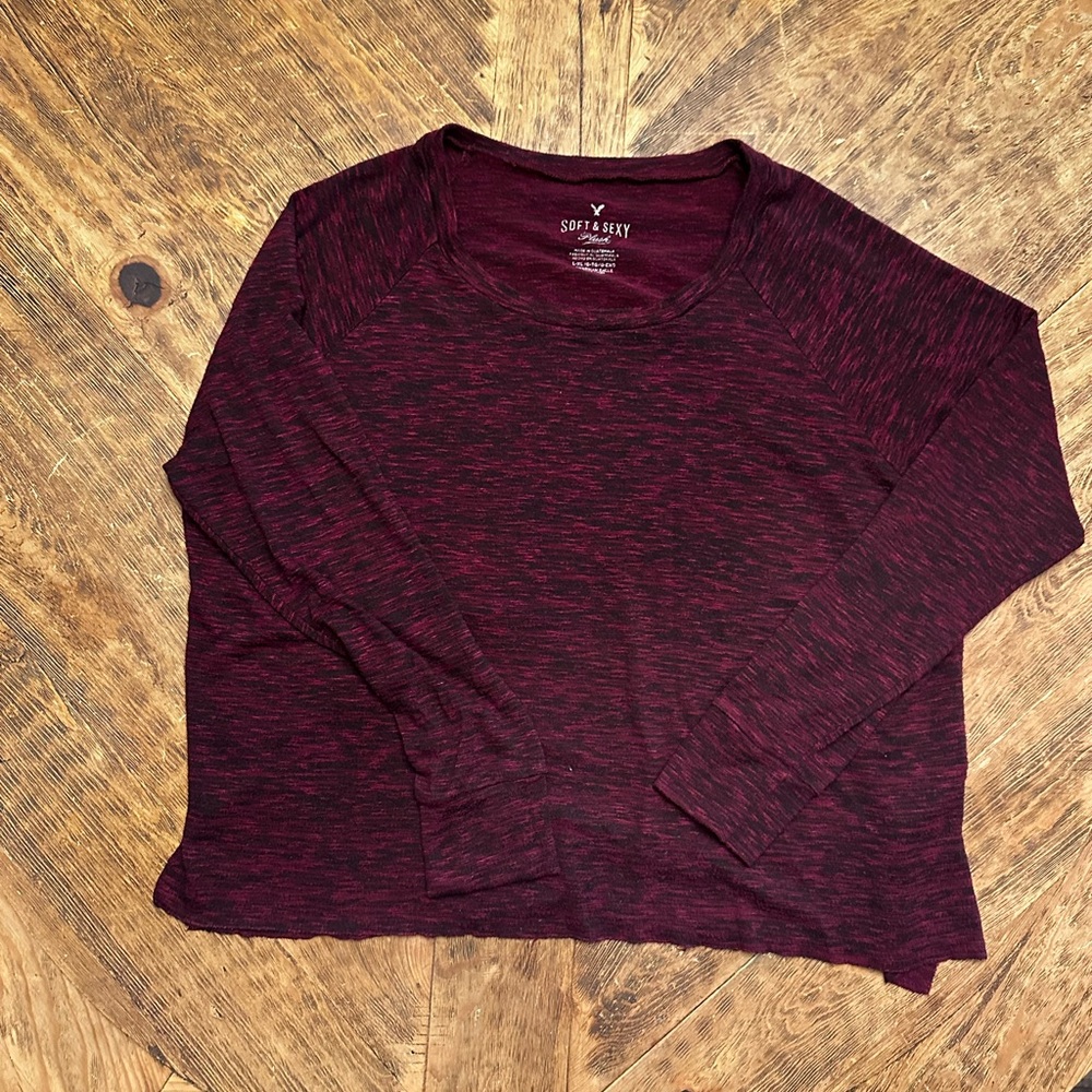 American Eagle Outfitters Boxy Pink 3/4 Sleeve Tee